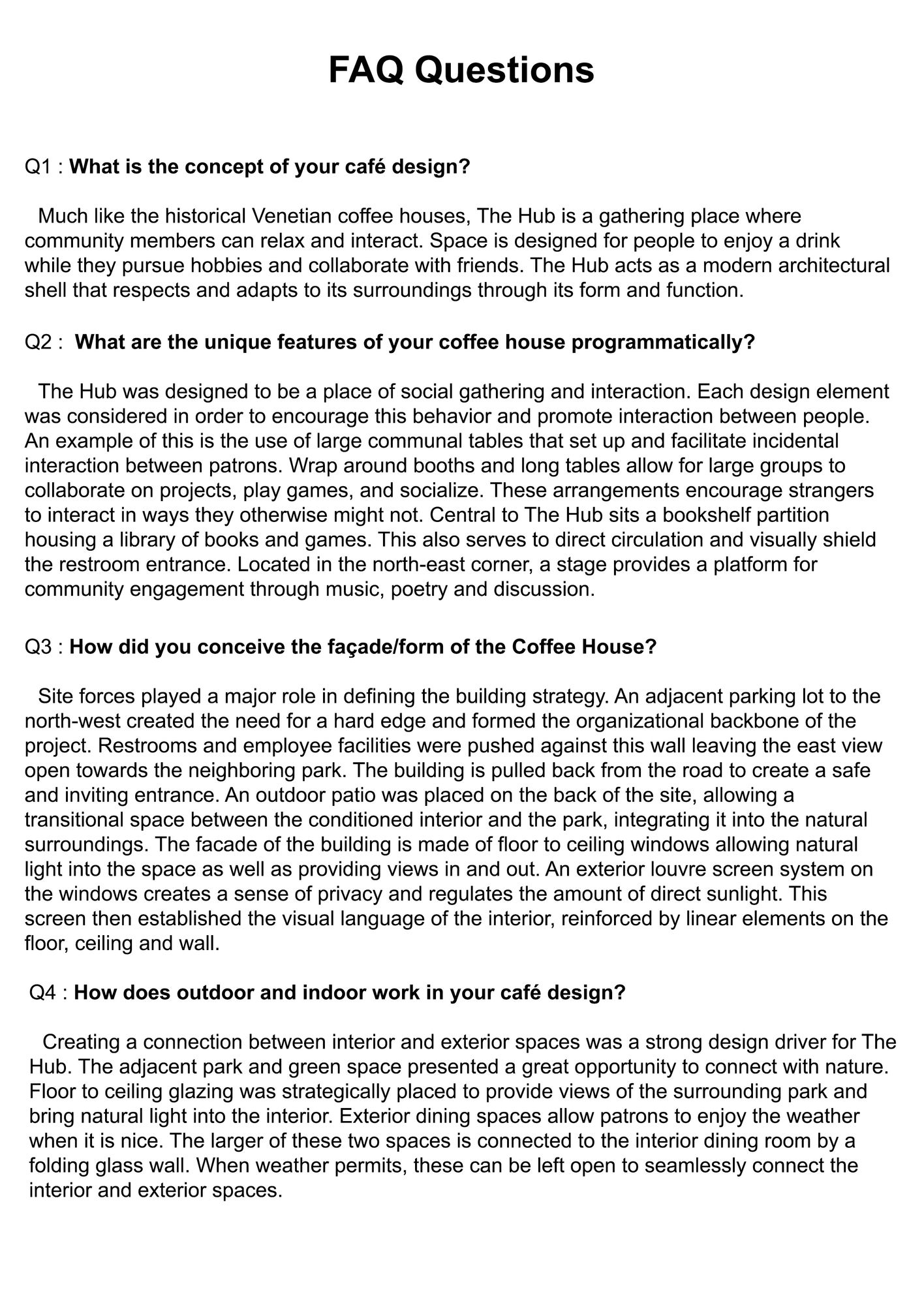 The Hub Coffee Bar Urban Design Project